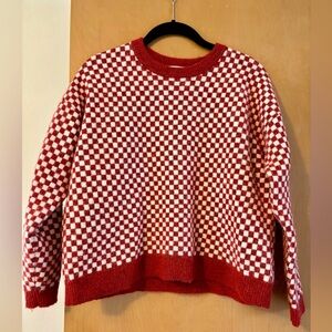 Madewell red and white checkered sweater
